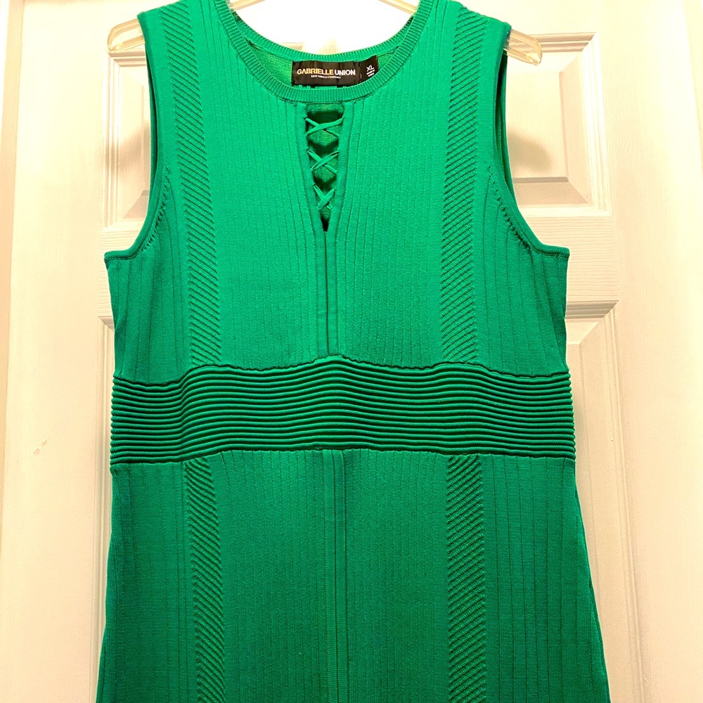 NEW YORK & COMPANY WITH GABRIELLE UNION GREEN KNIT BODYCON MIDI DRESS - SIZE XL - Picture 6 of 15